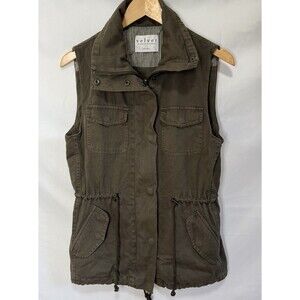 VELVET Graham & Spencer Green Cargo Vest XS  Pockets 100% Cotton Zip